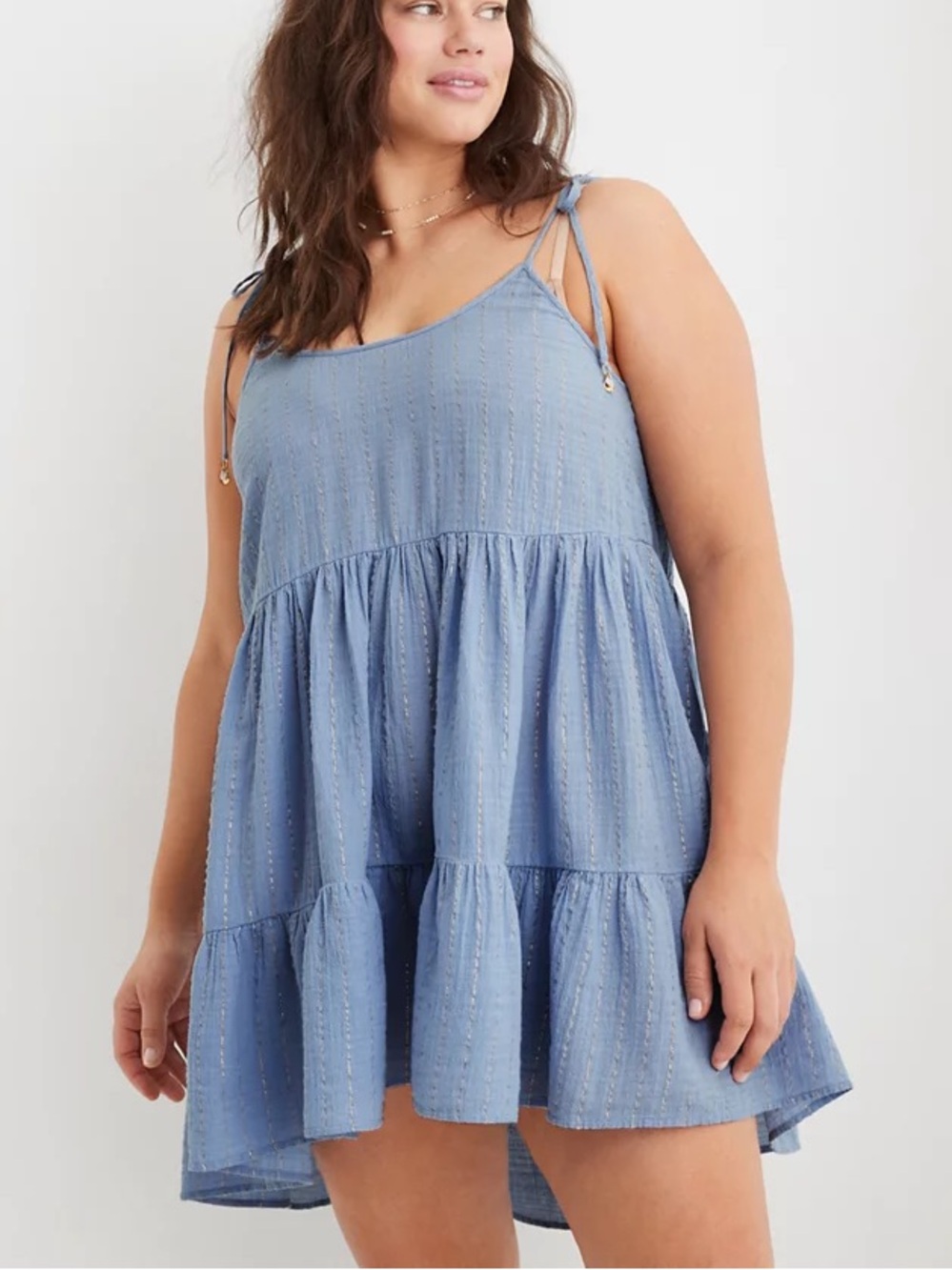 242. Aerie Magic Hour Coverup Dress Metallic Adjustable M